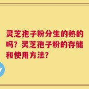 灵芝孢子粉分生的熟的吗？灵芝孢子粉的存储和使用方法？
