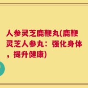 人参灵芝鹿鞭丸(鹿鞭灵芝人参丸：强化身体，提升健康)