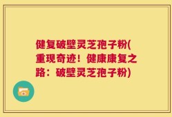 健复破壁灵芝孢子粉(重现奇迹！健康康复之路：破壁灵芝孢子粉)
