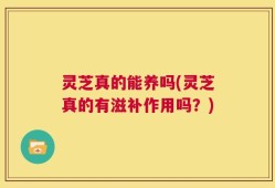 灵芝真的能养吗(灵芝真的有滋补作用吗？)