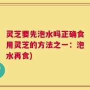 灵芝要先泡水吗正确食用灵芝的方法之一：泡水再食)