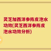 灵芝加西洋参陈皮泡水功效(灵芝西洋参陈皮泡水功效分析)