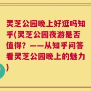 灵芝公园晚上好逛吗知乎(灵芝公园夜游是否值得？——从知乎问答看灵芝公园晚上的魅力)