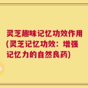 灵芝趣味记忆功效作用(灵芝记忆功效：增强记忆力的自然良药)