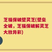 芝福保破壁灵芝(壁垒全破，芝福保破解灵芝大放异彩)