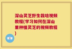 深山灵芝野生栽培视频教程(学习如何在深山里种植灵芝的视频教程)