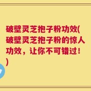 破壁灵芝抱子粉功效(破壁灵芝抱子粉的惊人功效，让你不可错过！)