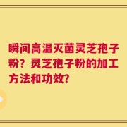 瞬间高温灭菌灵芝孢子粉？灵芝孢子粉的加工方法和功效？