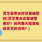 灵芝是煮水好还是破壁好(灵芝煮水还是破壁更好？如何最大程度吸收灵芝的功效？)