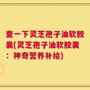 查一下灵芝孢子油软胶囊(灵芝孢子油软胶囊：神奇营养补给)