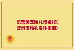 东营灵芝婚礼传媒(东营灵芝婚礼媒体报道)