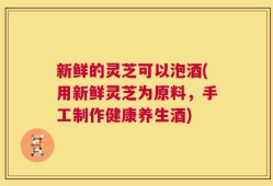 新鲜的灵芝可以泡酒(用新鲜灵芝为原料，手工制作健康养生酒)