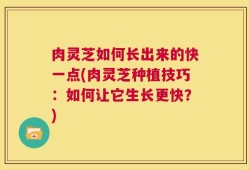 肉灵芝如何长出来的快一点(肉灵芝种植技巧：如何让它生长更快？)