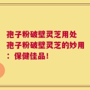 孢子粉破壁灵芝用处 孢子粉破壁灵芝的妙用：保健佳品！
