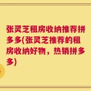 张灵芝租房收纳推荐拼多多(张灵芝推荐的租房收纳好物，热销拼多多)