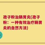 孢子粉治肠胃炎(孢子粉：一种有效治疗肠胃炎的自然方法)