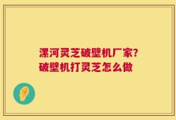 漯河灵芝破壁机厂家？破壁机打灵芝怎么做