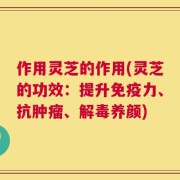 作用灵芝的作用(灵芝的功效：提升免疫力、抗肿瘤、解毒养颜)