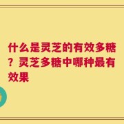 什么是灵芝的有效多糖？灵芝多糖中哪种最有效果