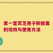 紫一堂灵芝孢子粉胶囊的功效与使用方法
