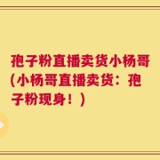 孢子粉直播卖货小杨哥(小杨哥直播卖货：孢子粉现身！)