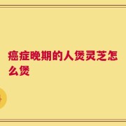 癌症晚期的人煲灵芝怎么煲