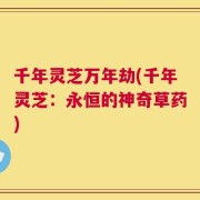 千年灵芝万年劫(千年灵芝：永恒的神奇草药)