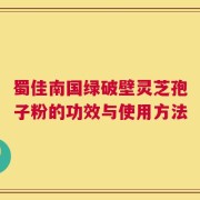 蜀佳南国绿破壁灵芝孢子粉的功效与使用方法