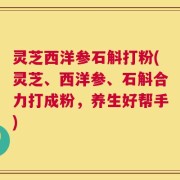 灵芝西洋参石斛打粉(灵芝、西洋参、石斛合力打成粉，养生好帮手)