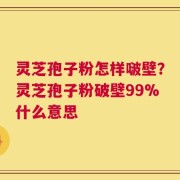 灵芝孢子粉怎样啵壁？灵芝孢子粉破壁99%什么意思