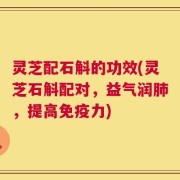 灵芝配石斛的功效(灵芝石斛配对，益气润肺，提高免疫力)