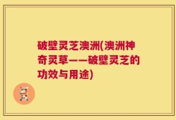 破壁灵芝澳洲(澳洲神奇灵草——破壁灵芝的功效与用途)