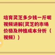 培育灵芝多少钱一斤呢视频讲解(灵芝的市场价格及种植成本分析（视频）)