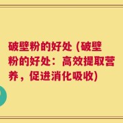 破壁粉的好处 (破壁粉的好处：高效提取营养，促进消化吸收)