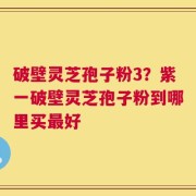 破壁灵芝孢子粉3？紫一破壁灵芝孢子粉到哪里买最好