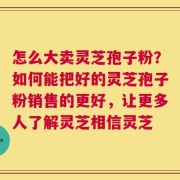 怎么大卖灵芝孢子粉？如何能把好的灵芝孢子粉销售的更好，让更多人了解灵芝相信灵芝