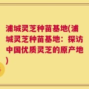 浦城灵芝种苗基地(浦城灵芝种苗基地：探访中国优质灵芝的原产地)