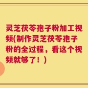 灵芝茯苓孢子粉加工视频(制作灵芝茯苓孢子粉的全过程，看这个视频就够了！)