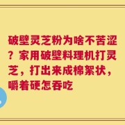 破壁灵芝粉为啥不苦涩？家用破壁料理机打灵芝，打出来成棉絮状，嚼着硬怎吞吃