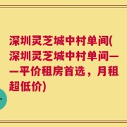 深圳灵芝城中村单间(深圳灵芝城中村单间——平价租房首选，月租超低价)