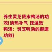 养生灵芝煲水鸭汤的功效(清热补气 祛湿煲鸭汤：灵芝鸭汤的健康功效)