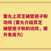 雷允上灵芝破壁孢子粉功效 (雷允介绍灵芝破壁孢子粉的功效，提升免疫力)