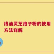 线油灵芝孢子粉的使用方法详解