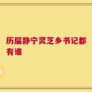 历届静宁灵芝乡书记都有谁