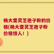 杨大雷灵芝孢子粉的价格(杨大雷灵芝孢子粉价格惊人！)