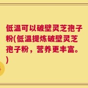低温可以破壁灵芝孢子粉(低温提炼破壁灵芝孢子粉，营养更丰富。)