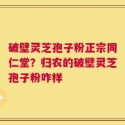 破壁灵芝孢子粉正宗同仁堂？归农的破壁灵芝孢子粉咋样