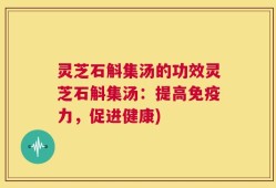 灵芝石斛集汤的功效灵芝石斛集汤：提高免疫力，促进健康)
