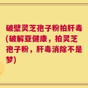破壁灵芝孢子粉拍肝毒(破解亚健康，拍灵芝孢子粉，肝毒消除不是梦)