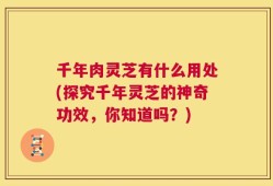 千年肉灵芝有什么用处(探究千年灵芝的神奇功效，你知道吗？)